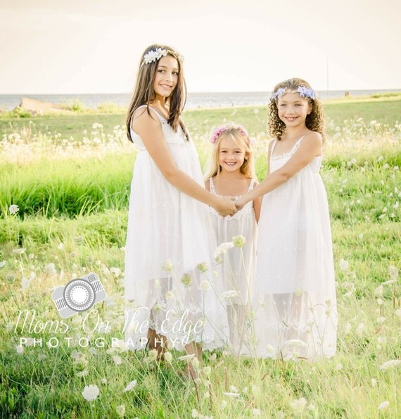 beach flower girl dress junior bridesmaid dress rustic