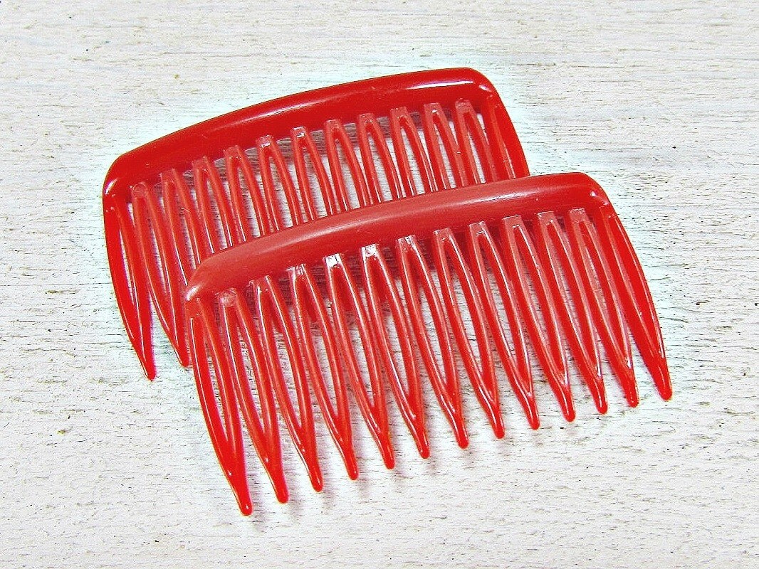 Vintage Red Hair Comb Set Small Side Hair Combs GOODY