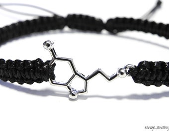Serotonin Bracelet, Chemistry Bracelet, Molecule Jewelry, Chemistry Jewelry, Positivity Bracelet, Gift for Chemist, Lucky Bracelet