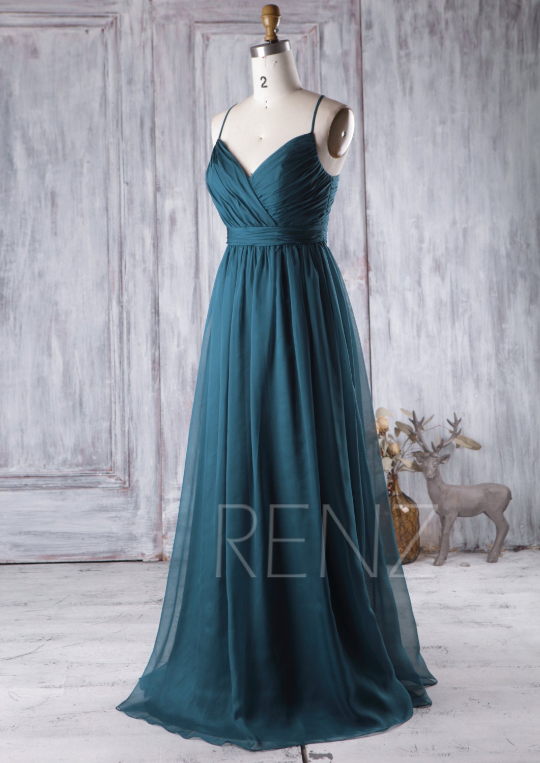 2016 Dark Turquoise Bridesmaid Dress Open Back Wedding by RenzRags