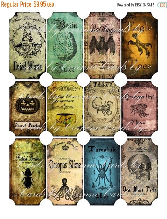 ON SALE Halloween steampunk partydecor labels by cardsbycorinne