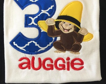 Curious George Birthday Shirt, Curious George, Personalized Curious George, Monogrammed Curious George