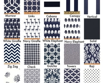 Navy Blue Valance, Chevron, Damask, Checkered, Zig Zag, Ikat, Baby, Child, Lattice, Linked, Choose Size, Premier Prints