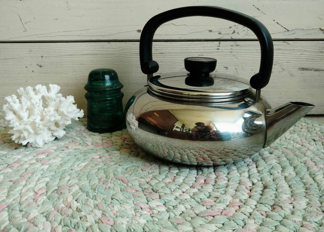 Mid Century Paul Revere Chrome Tea Kettle Retro Silver
