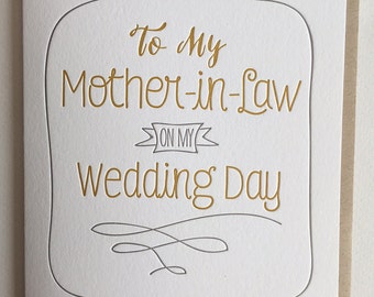 Mother of the Groom Card - Mother in Law Card - Mother of the Bride - Mother in Law on Wedding Day Card - Letterpress Mother In Law card
