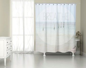 Beach shower curtain | Etsy - Ocean Inspirational Quote Shower Curtain for Bathroom Beach Decor