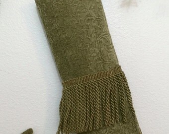 Extra Large Elf Shoe Green Chenille Christmas Stocking