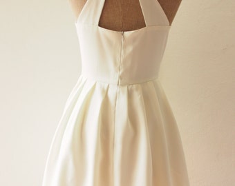 LOVE POTION - Off White Dress, Plus Size Dress Audrey Hepburn Inspired Dress, White Party Dress, Bridesmaid Dress, Off White Backless Dress
