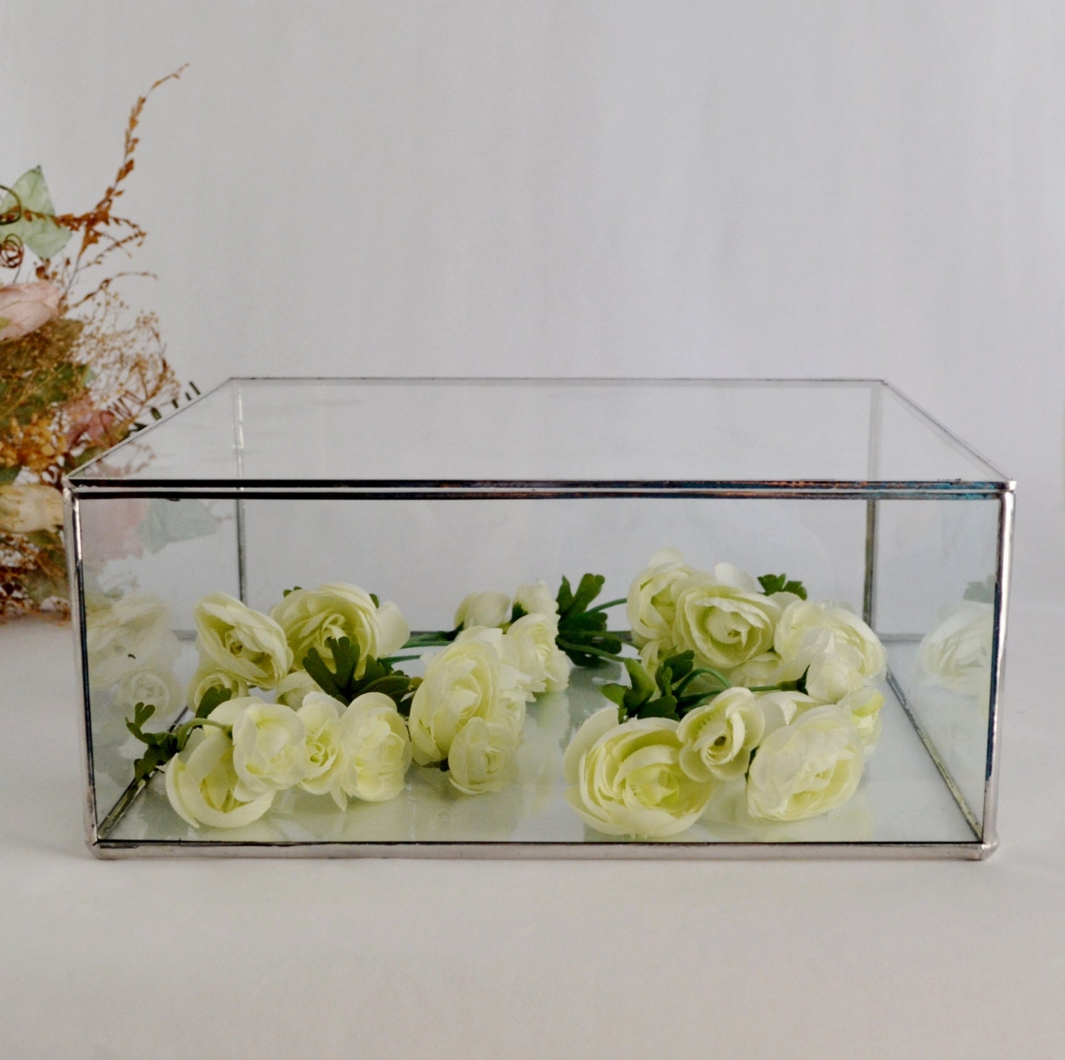 Large Glass Display Box Glass Jewelry Box Gift For Her Wedding by jacquiesummer Etsy
