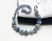 Eco-friendly jeans necklace, recycled textile jewelry, denim fiber necklace, OOAK