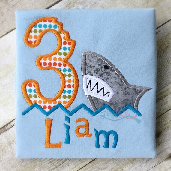 embroidered shark shirt