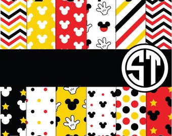 Mickey mouse inspired Prints printed Vinyl or HTV to use in vinyl cutter... choose from 6x6, 8.5x11, 12x12, 12x24 or 12x36