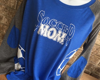 Soccer Mom T-Shirt, Soccer mom shirt, Long Sleeve preppy Tee, Distressed Soccer Mom Shirt