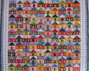 PDF Quilt Pattern -- Digital Pattern for 100 Houses wall quilt (pdf)