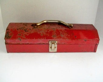 Vintage Red Tool Box Vermont American Industrial Rusty Home Decor Planter