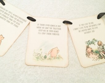 Winnie the Pooh Banner-Birthday Baby Shower Banner-Pooh Quotes