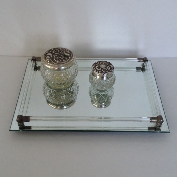 vintage mirror perfume tray