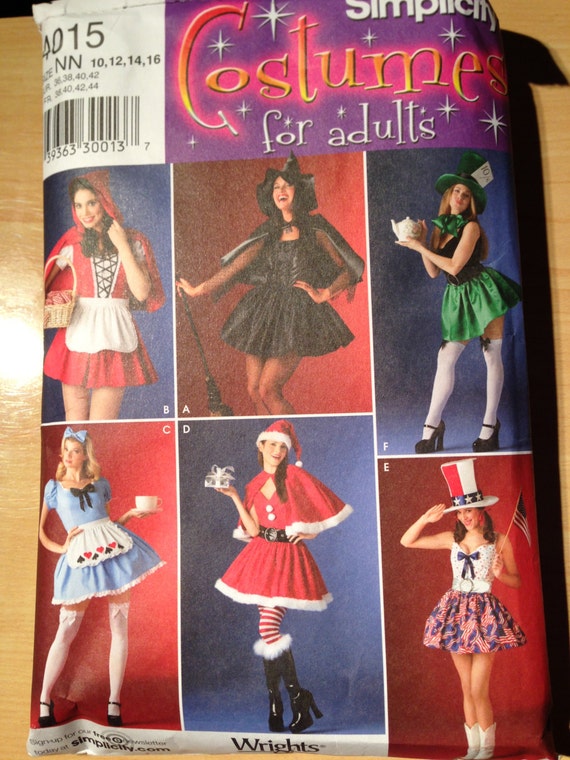 Simplicity 4015 Misses Red Riding Hood, Witch, Mad Hatter, Alice in Wonderland, Mrs Clause and Patriotic Costume Size 12-16