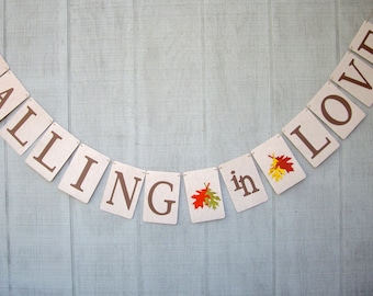 falling in love banner, fall wedding banner, autumn wedding banner, fall engagement banner, autumn engagement banner