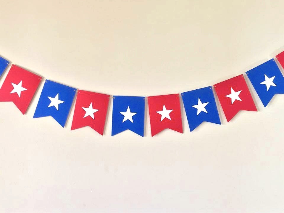 Star Banner Star Garland Red White And Blue By Pointingdogpaper