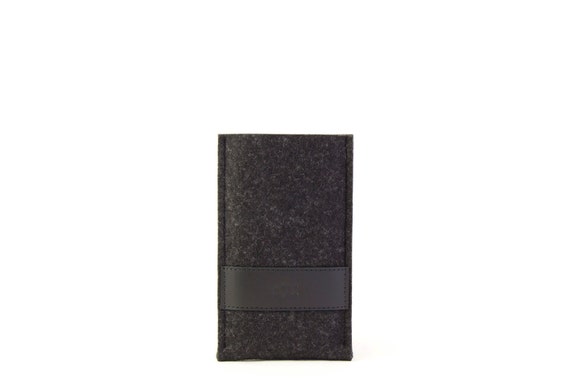 Felt IPHONE 6 Plus CASE with leather band, wool felt, vegetable tanned leather, handmade, made in Italy