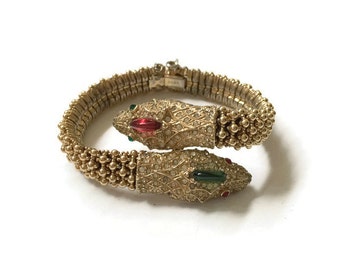 Vintage Ciner Jewelled Double-Headed Snake Bracelet