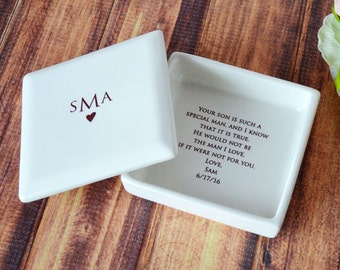 Unique Mother of the Groom Gift - Monogrammed Square Keepsake Box - With Gift Box