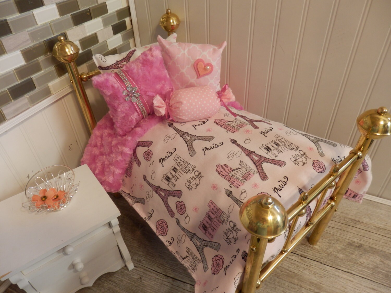 pink doll bed