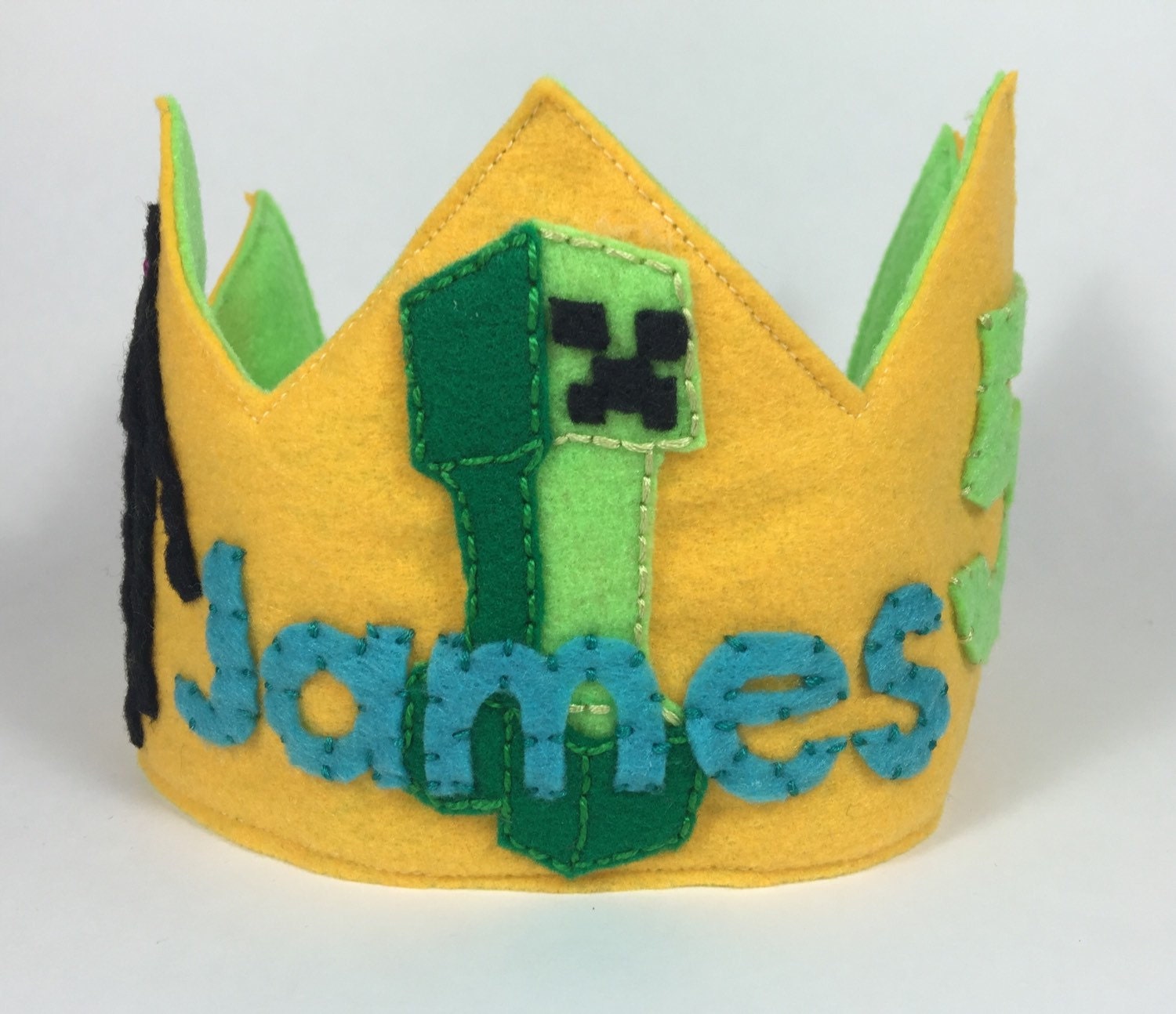 Minecraft Themed Felt Birthday Crown Endermam Creeper