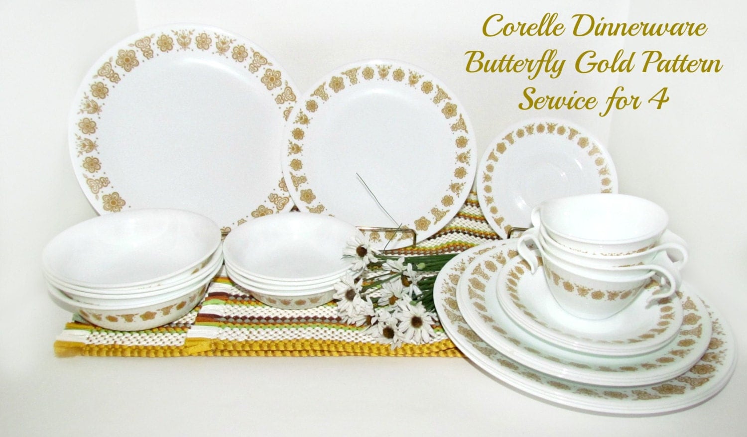 Vintage Corelle 'Butterfly Gold' Dinnerware by GrammysGoodys