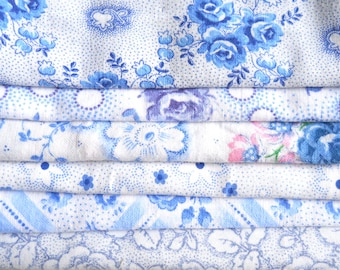 blue vintage fabric pieces patchwork fabric bundle french fabric french floral fabric floral fabric bundle french vintage