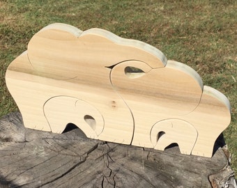 Wooden Puzzle Elephants Wood Puzzle Animal Puzzle Zoo Animal Kids Puzzle Wooden Toy Wood Toy Baby Puzzle Baby Shower Gift Nursery Gift