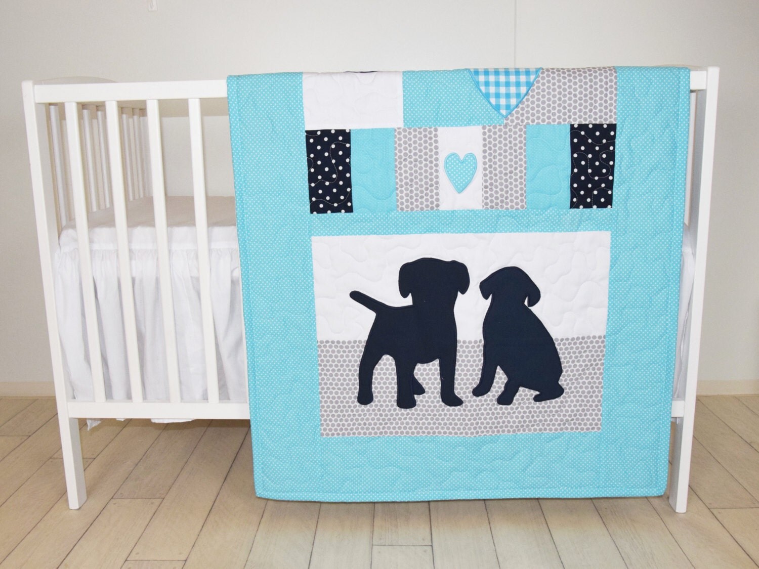 Puppy Blanket Dog Nursery Quilt Baby Boy Quilt Boy Crib
