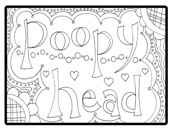 Poopy Head Adult Coloring Instant Download Printable Coloring