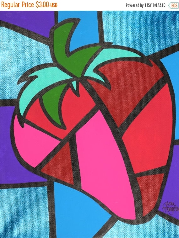 CIJSALE Strawberry Cubism ACEO Art Picasso by ToniTiger415 on Etsy