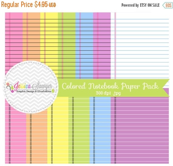 80% OFF - INSTANT DOWNLOAD, colorful printable notebook digital paper - printable notebook paper - doodle background - commercial use - tea Il_570xn