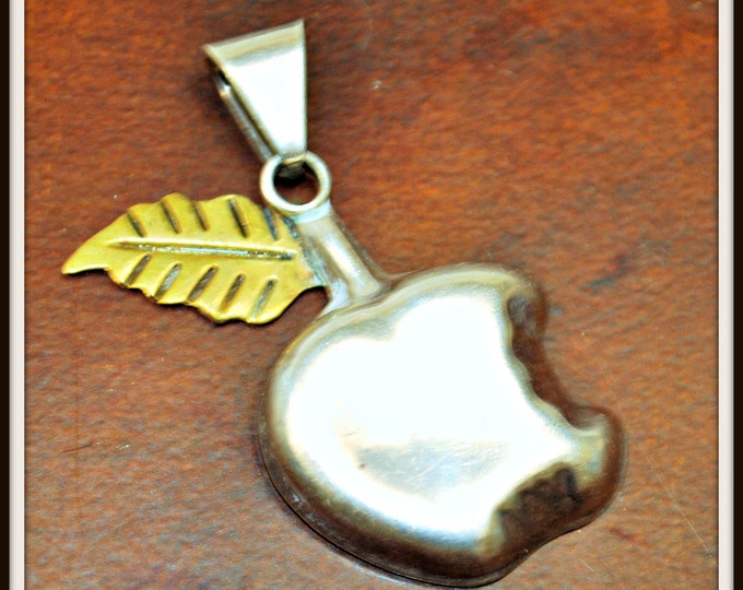 Sterling Silver Brass Apple Pendant Mexico