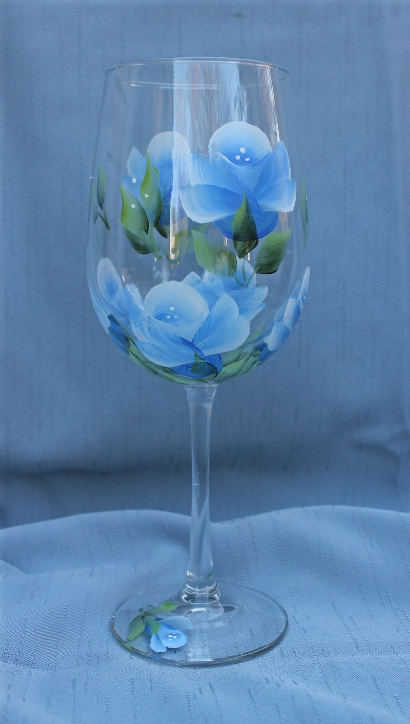 Hand Painted Wine Glasses Set of 2 Soft by SilkEleganceFlorals