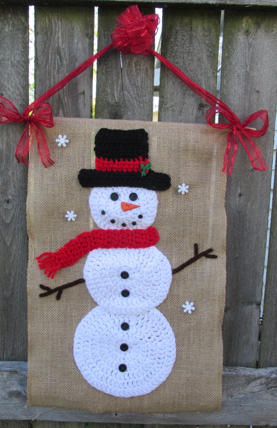 Snowman Wall Hanging Christmas Decor Burlap Snowman Rustic