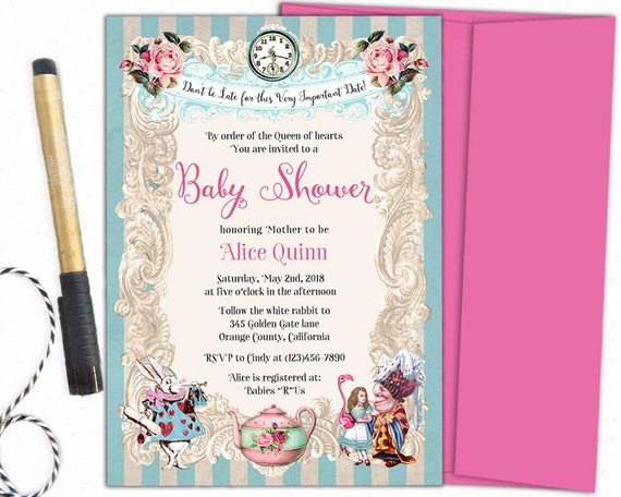 Alice In Wonderland Baby Shower Invitations 6