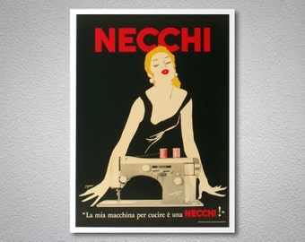 Necchi, La Mia Macchine Per Cucire e Una Vintage Poster - Art Print - Poster Paper, Sticker or Canvas Print