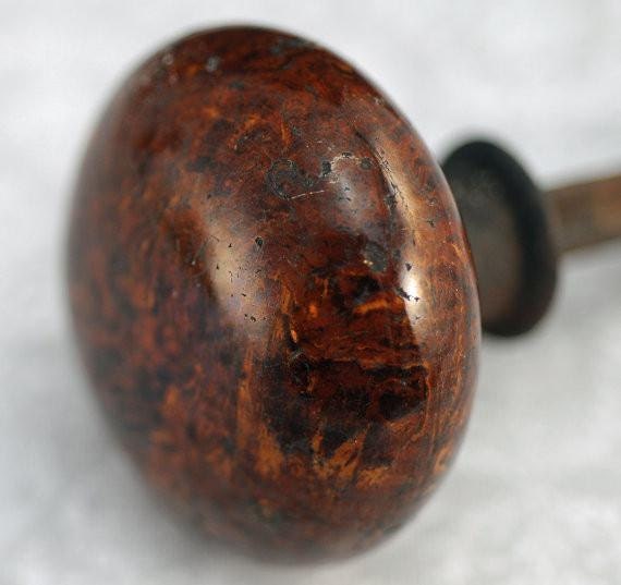 Half of An Antique Door Knob Brown Porcelain by annswhimsey