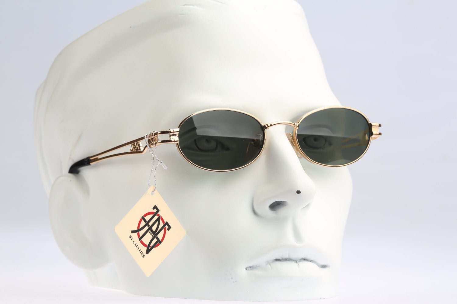 Jean Paul Gaultier 58 8102 90s Vintage Sunglasses Nos Steampunk Round Oval Gold Metal 