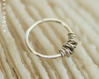 Wire wrapped cartilage earring, gold /silver cartilage hoop, tiny cartilage ring, tragus earring hoop, helix earring hoop, nose ring hoop