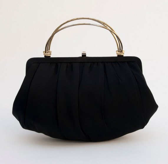 Black Satin After Five Evening Bag/Black 50s