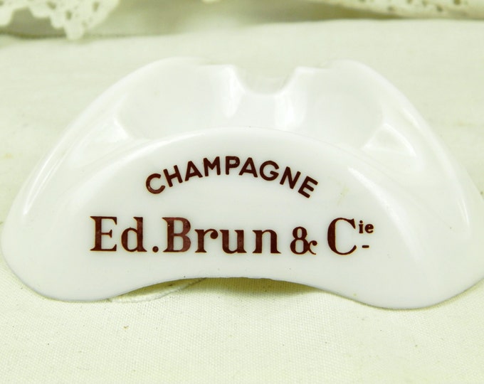 Vintage Milk Glass Mid Century Champagne Ed.Brun & Cie Ashtray / French Cafe Decor / Retro Vintage Home Interior / Man Cave / Tobacciana Vintage Milk Glass Mid Century Champagne Ed.Brun & Cie Ashtray / French Cafe Decor / Retro Vintage Home Interior / Man Cave / Tobacciana