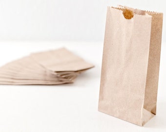 100 Extra Small Brown Bag| Kraft Paper bags |Lunch Bags |Gusset Bag |party favor bag| wedding favor bag | Kraft Bags | 3.5 x 6.5 x 2 inches