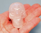 Rose Quartz Crystal Skull 2 inches Hand Carved! 50mm Unconditional Love Energies!
