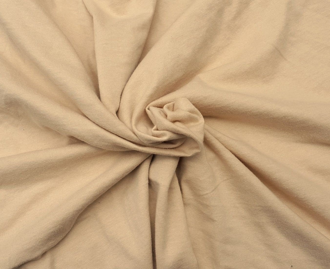 Beige Bamboo Cotton Fabric Jersey Knit by the Yard 72W