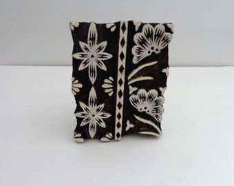 Hand Carved Antique India Tropical Floral Wood Block Stamp,home decor,wall hanging